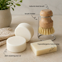 Natural Dish Washing Bundle - Bars, Brush & Soap
