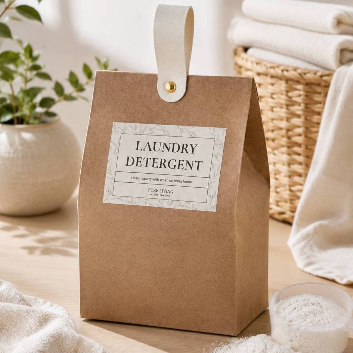Non-Toxic Laundry Detergent in Eco-Friendly Paper Bag