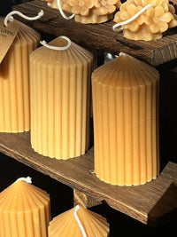 Textured Pillar|  Beeswax Candle