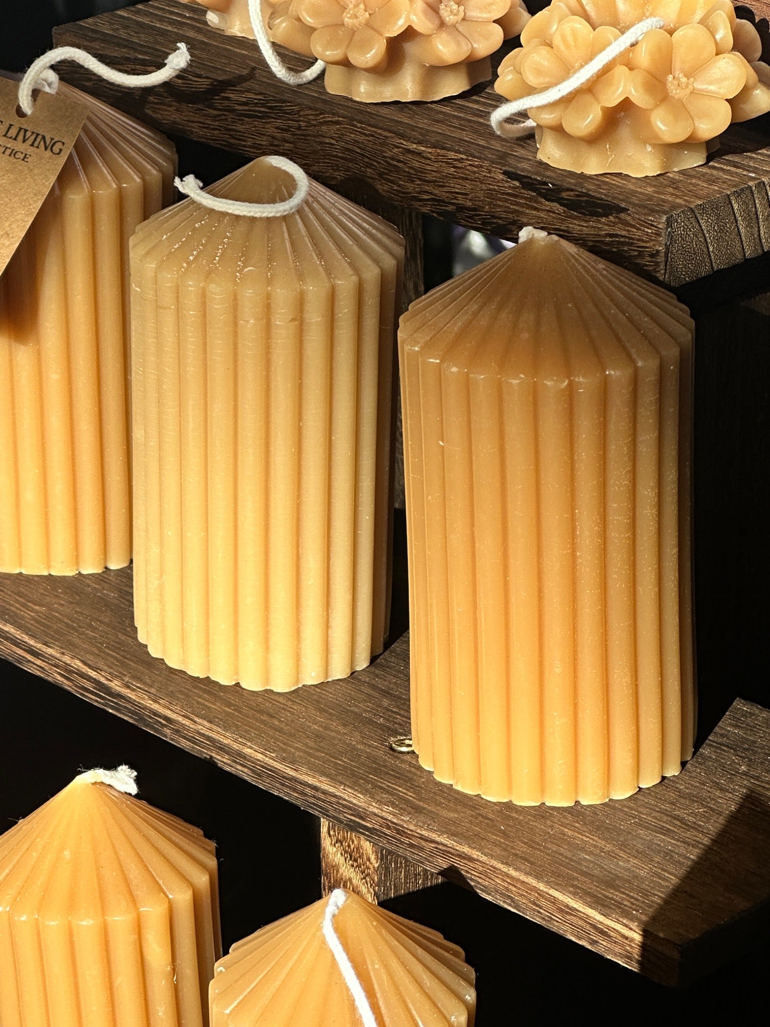 Textured Pillar|  Beeswax Candle